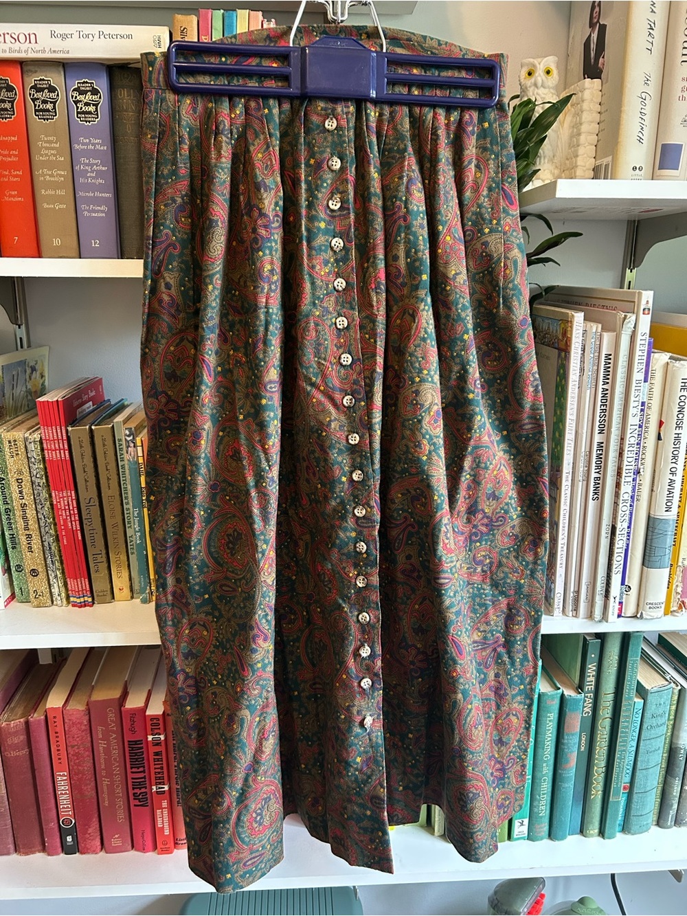 Vintage Abercrombie & Fitch Paisley Midi Skirt in Green and Red Tones